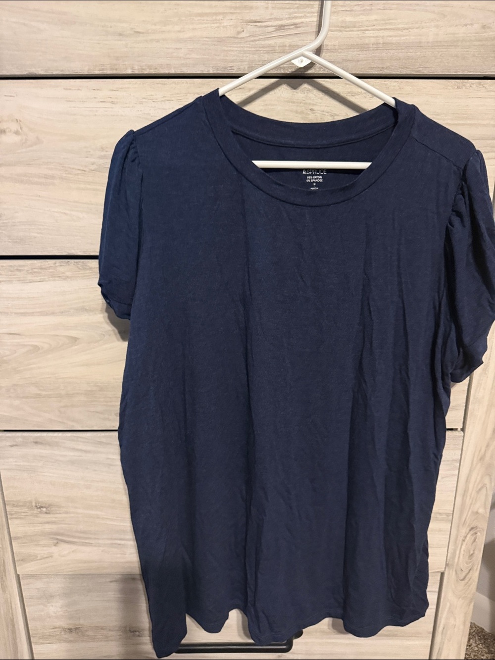 Market and Spruce Navy Short Sleeve Crew Tee with Slight Puff Sleeve